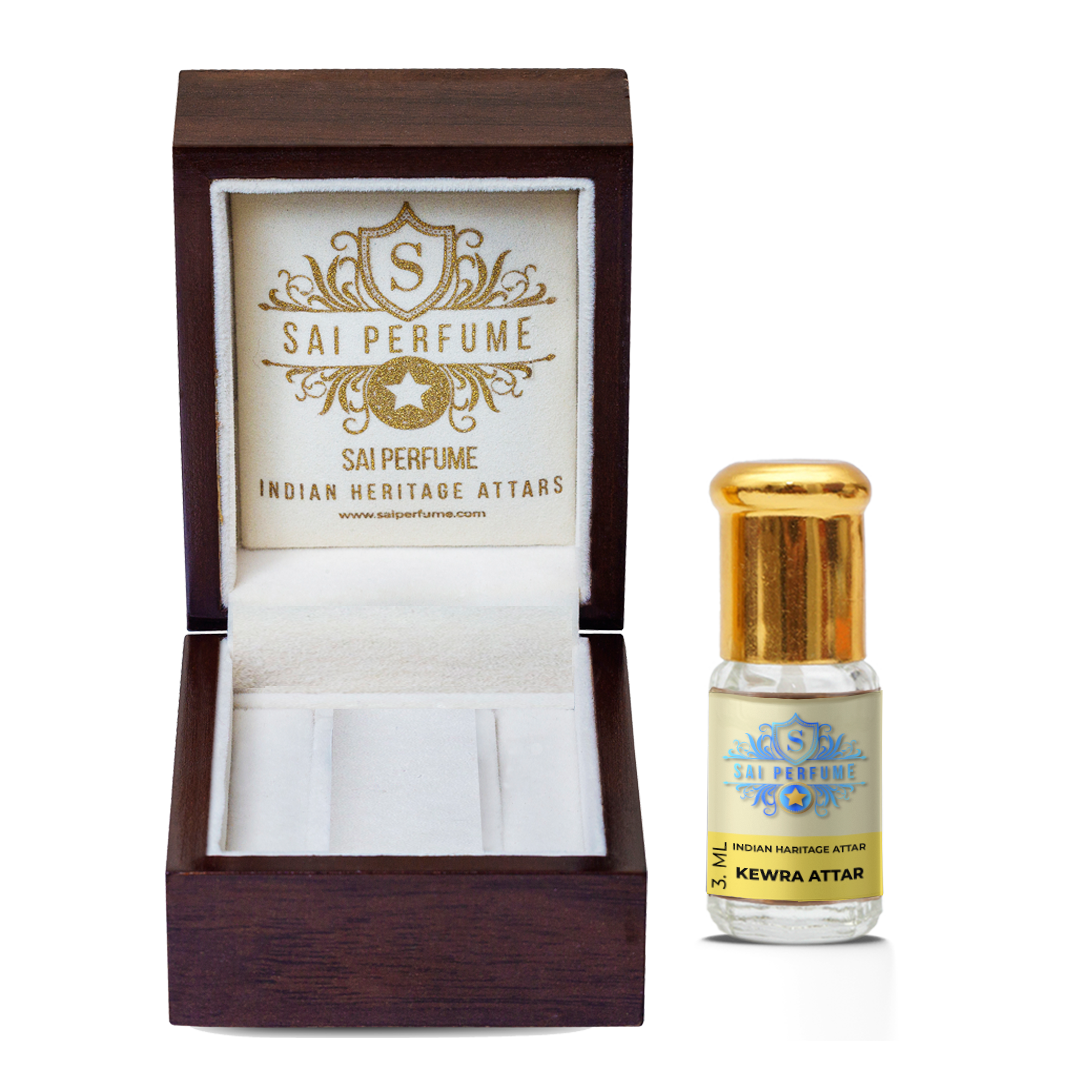 Applying alcohol-free Kewra Attar perfume oil to the skin, highlighting its refreshing, sweet floral and cooling natural fragrance notes.
