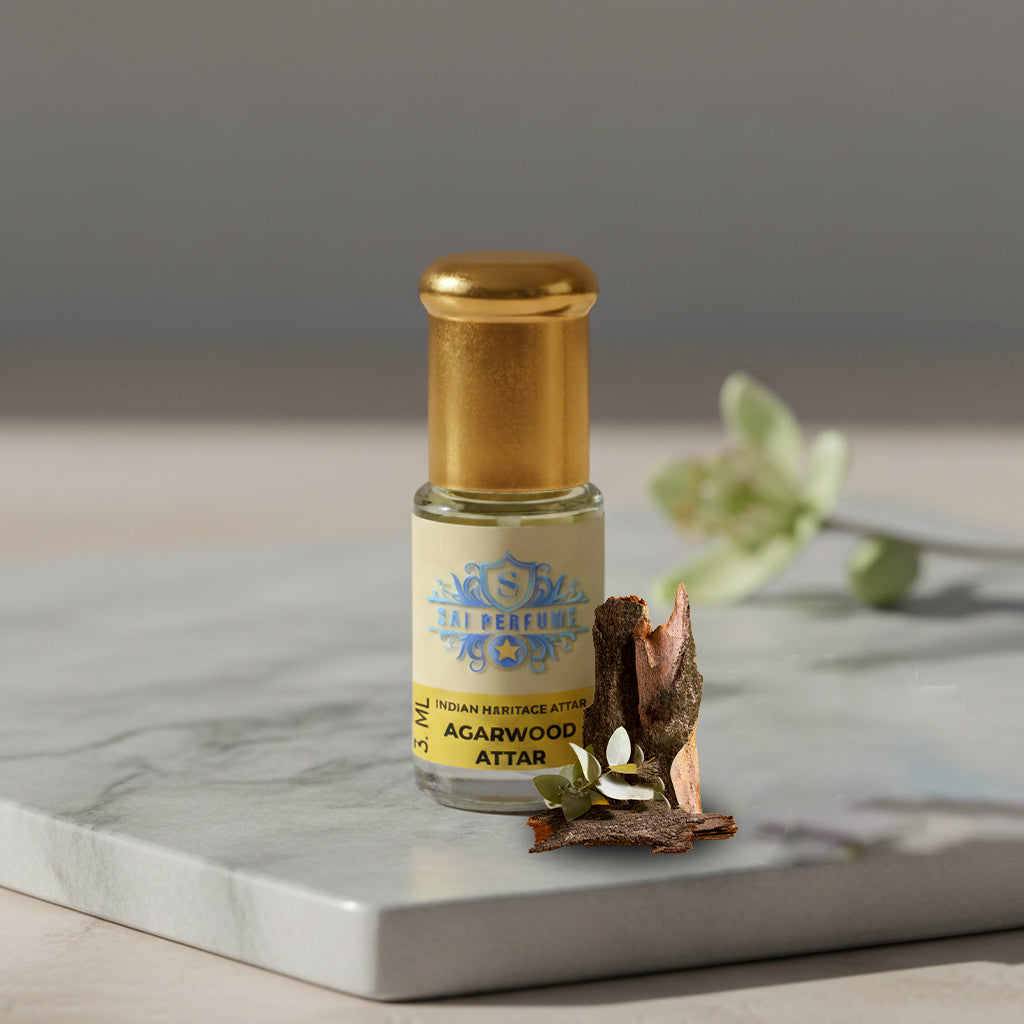 Pure Agarwood Attar (Oudh Oil) in a premium glass bottle by Sai Perfume