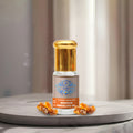 A luxury bottle of 100% Pure Benzoin Absolute Oil by Sai Perfume, highlighting the thick, rich, vanilla-like balsamic resin used in high-end perfumery.