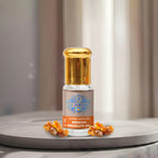 A luxury bottle of 100% Pure Benzoin Absolute Oil by Sai Perfume, highlighting the thick, rich, vanilla-like balsamic resin used in high-end perfumery.