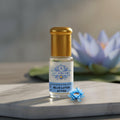 Bottle of pure Blue Lotus Attar oil by Sai Perfume for meditation and aromatherapy